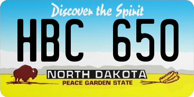 ND license plate HBC650