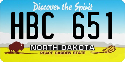 ND license plate HBC651