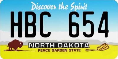 ND license plate HBC654