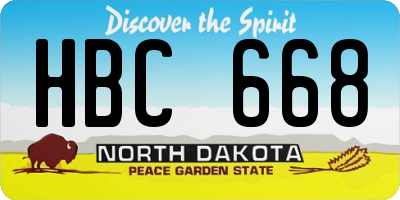 ND license plate HBC668