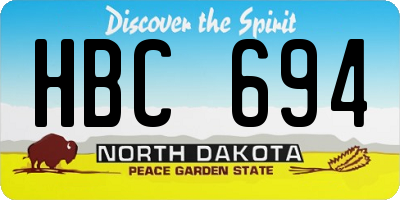 ND license plate HBC694