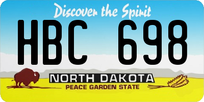 ND license plate HBC698