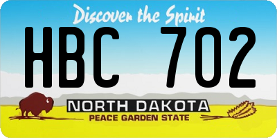 ND license plate HBC702