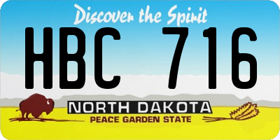 ND license plate HBC716