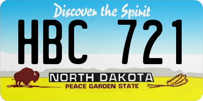 ND license plate HBC721