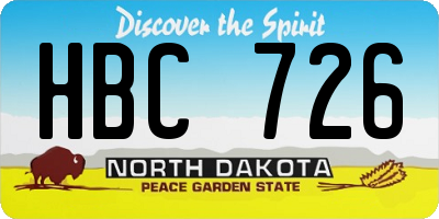 ND license plate HBC726