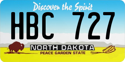 ND license plate HBC727