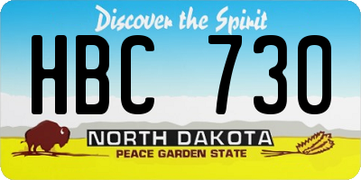 ND license plate HBC730