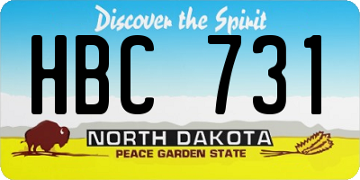 ND license plate HBC731