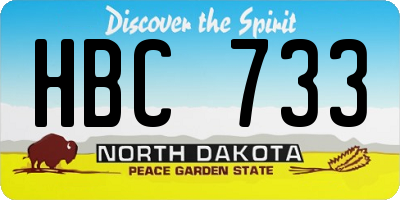 ND license plate HBC733