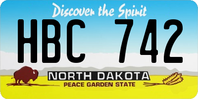 ND license plate HBC742