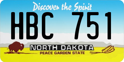 ND license plate HBC751