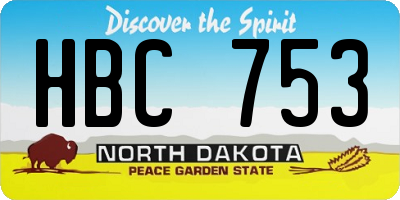 ND license plate HBC753
