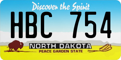 ND license plate HBC754