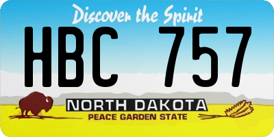 ND license plate HBC757
