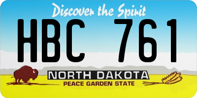 ND license plate HBC761