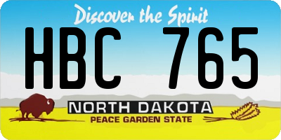 ND license plate HBC765