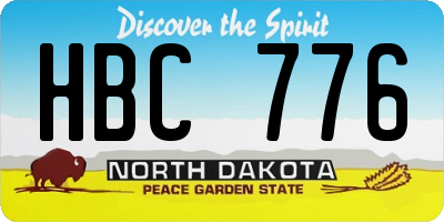 ND license plate HBC776
