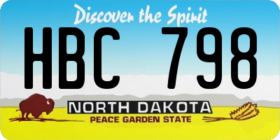 ND license plate HBC798