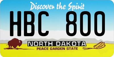 ND license plate HBC800