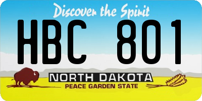 ND license plate HBC801