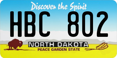 ND license plate HBC802