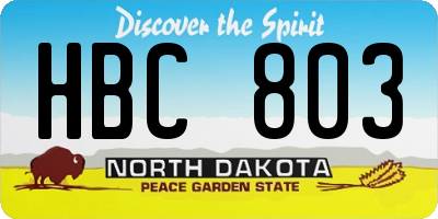 ND license plate HBC803