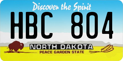 ND license plate HBC804