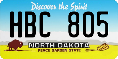 ND license plate HBC805