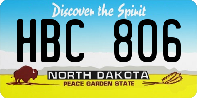 ND license plate HBC806