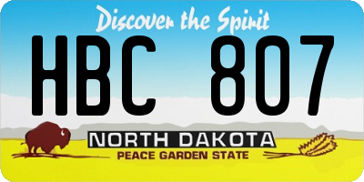 ND license plate HBC807