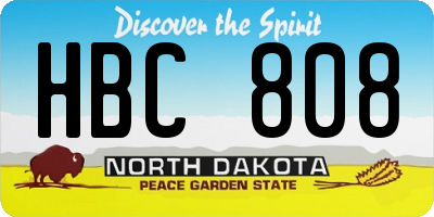 ND license plate HBC808