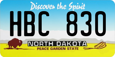 ND license plate HBC830