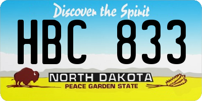 ND license plate HBC833