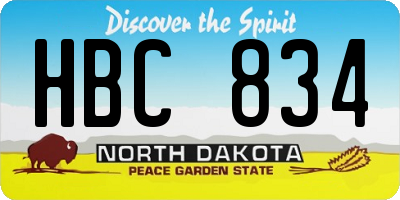 ND license plate HBC834