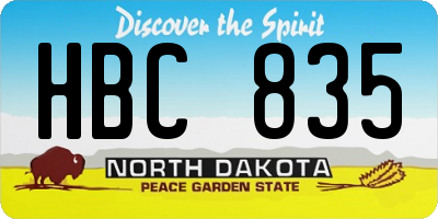 ND license plate HBC835