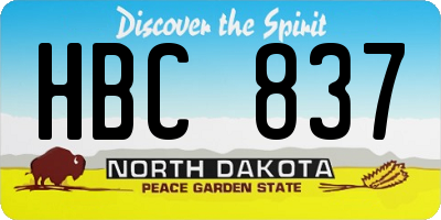 ND license plate HBC837