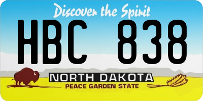 ND license plate HBC838