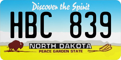 ND license plate HBC839