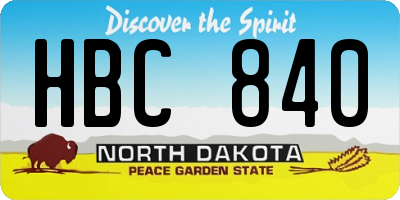 ND license plate HBC840