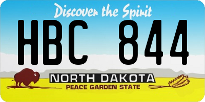 ND license plate HBC844