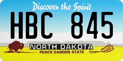 ND license plate HBC845