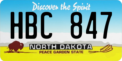 ND license plate HBC847