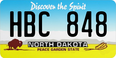 ND license plate HBC848