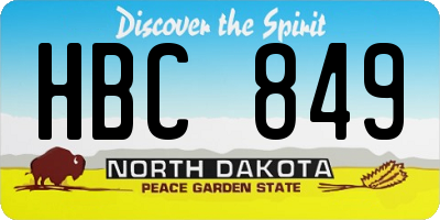 ND license plate HBC849