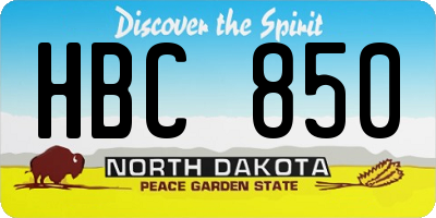 ND license plate HBC850