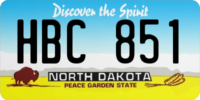 ND license plate HBC851