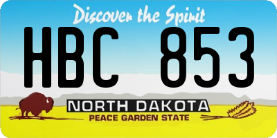 ND license plate HBC853