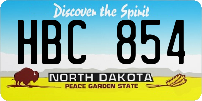 ND license plate HBC854