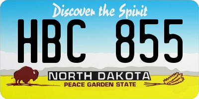 ND license plate HBC855